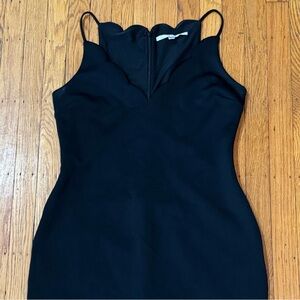 Guess Salina Scalloped Scuba Black Dress, Knee Length, Size L, High Stretch